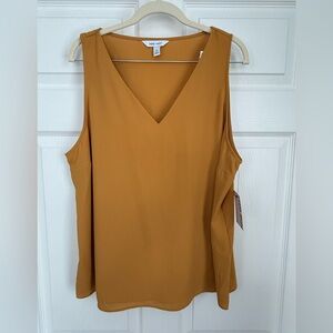 Nine West Women's Mustard Sleeveless Top XL NWT
